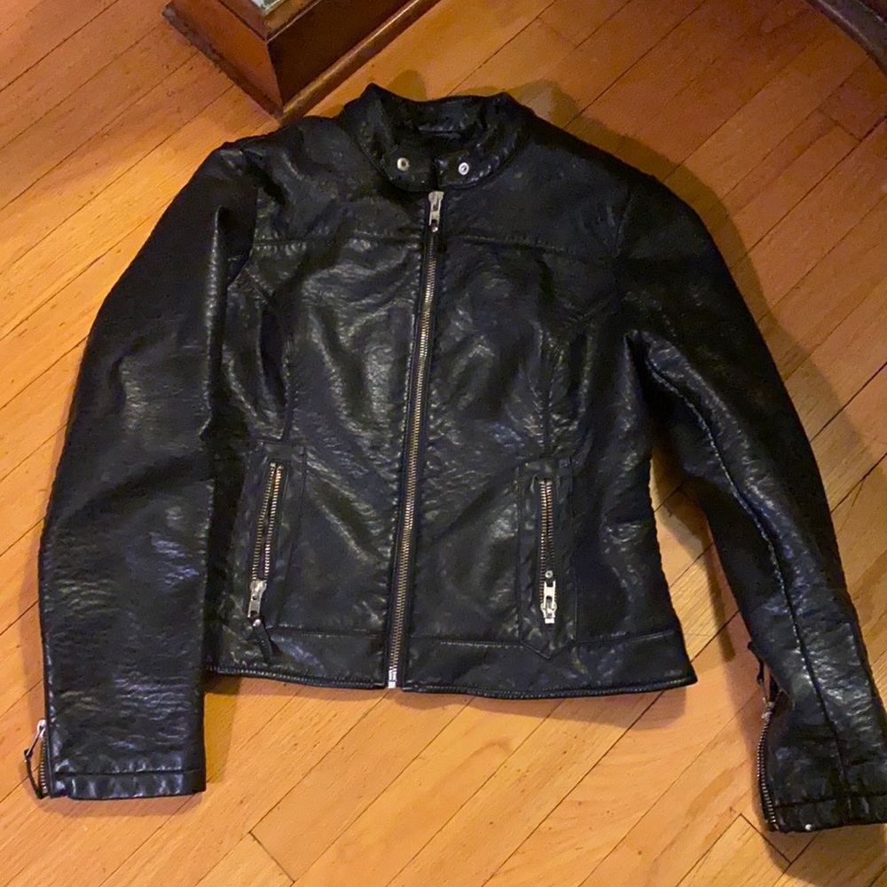 Faux heavyweight leather jacket